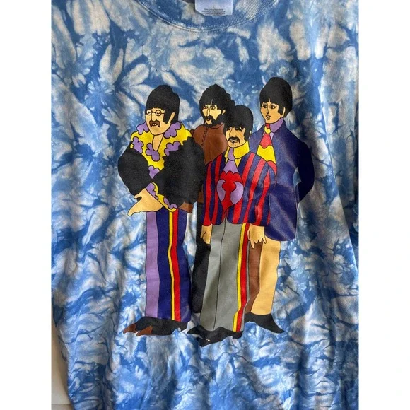 The Beatles Tie Dye T-Shirt Cartoon Band Tee Gildan Large Classic - Picture 2 of 6